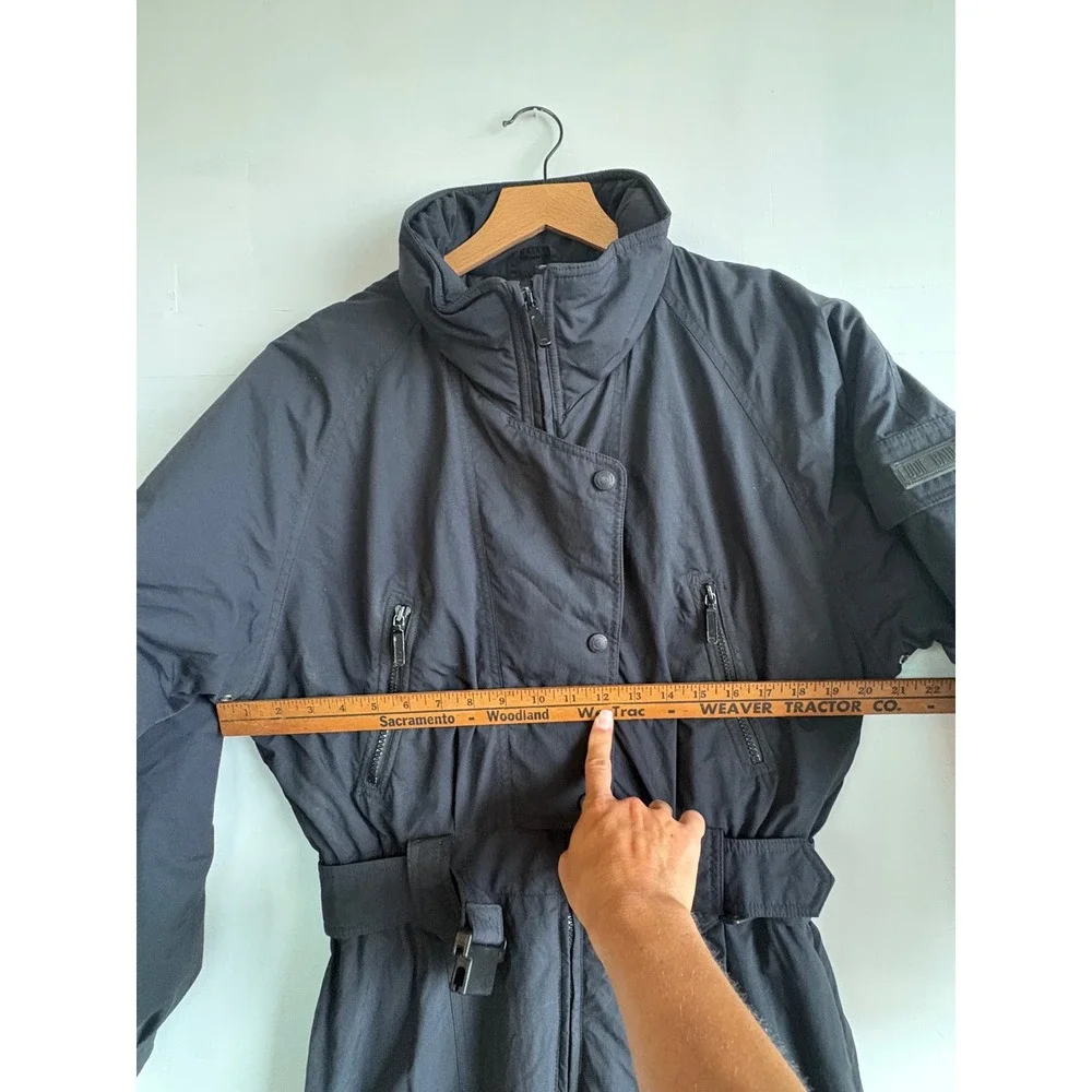 Eddie Bauer Vintage Women 10 Black Insulated Ski Suit One Piece Snow Suit Belted